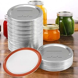 48 Pcs Canning Lids Regular Mouth Mason Jar Lids with Silicone Seals Rings Split-Type Leak Proof Canning Lids for Ball Kerr Jars Silver  Only Lids