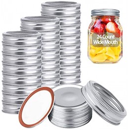 48Pcs Wide Mouth Canning Lids and Rings Mason jar lids Reusable Leak Proof Split-Type Silver Lids with Silicone Seals Rings 86mm