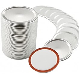 50 Pcs Wide Mouth Canning Lids for Ball Kerr Jars Mason Jar Lids with Silicone Seals Rings Split-Type Leak Proof Canning Lids Food Grade Material Silver Only Lids