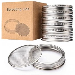 HENMI Sprouting Lids for Wide Mouth Mason Jars Canning Jar 304 Stainless Steel Sprouting Jar Lid Kit Sprout Germinator Set to Grow Your Own Organic Sprouts,6PackJar not Included