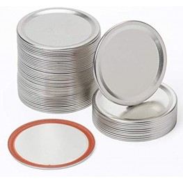 HILFE 60 Pcs Wide Mouth Silver Canning Lids 86MM Mason Jar Canning Lids Leak Proof Split-Type jars Lid with Silicone Seals Rings