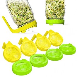 NSYNSY Sprouting Lids,8 Pack Plastic Sprouting Kit with Handle,Sprouting Jar Lids for Wide Mouth Mason Jars,for Growing Bean Sprouts Alfalfa Broccoli