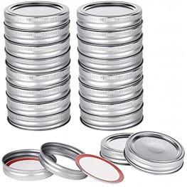Regular Mouth Canning Lids and Rings Gusoul 20 Count Mason Jar Lids & Rings Bands Set for Regular Mouth Canning Split-Type & Leak Proof Lids with Silicone Seals for Ball Kerr Jars 70 mm Sliver