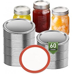 Wide Mouth Canning Lids for Ball Kerr Jars Split-Type Leak-Proof Mason Jar Lids for Canning 100% Fit & Airtight for Wide Mouth Mason Jars 60Pcs 86MM Silver