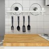 Dseap Pot Rack Pots and Pans Hanging Rack Rail with 8 Hooks Double Bars Pot Hangers for Kitchen Wall Mounted White