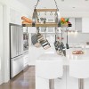Elegant Designs PR1001-WOD 2 Light Kitchen Wood Pot Rack with Downlights Wood with Brushed Nickel Accents