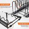 Expandable Pot and Pan Organizers Rack AHNR 10+ Pans and Pots Lid Organizer Rack Holder Kitchen Cabinet Pantry Bakeware Organizer Rack Holder with 10 Adjustable Compartments Black
