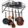 Giikin Hanging Pot Rack 23.6 Inch Pot Racks for Kitchen Wall Mounted Pot and Pan Hanger Rack Organizer with 2 Tier Hanging Rails and 10 S Hooks Perfect Household Utensils and Cookware Holder