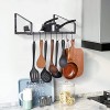 Giikin Hanging Pot Rack Set of 2 Kitchen Wall Mounted Pot and Pan Hanger Rack Organizer Wall Storage Shelves for Household Utensils and Cookware Holder with 16 S HooksBlack