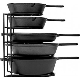 Heavy Duty Pan Organizer 5 Tier Rack Holds up to 50 LB Holds Cast Iron Skillets Griddles and Shallow Pots Durable Steel Construction Space Saving Kitchen Storage No Assembly Required