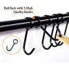 ICEETING Wall Mounted Hook Rack with 5 Removable Hooks,Stainless Steel Kitchen Cookware Pot Pan Hanger for Kitchen,Coat Hook Rack,Black
