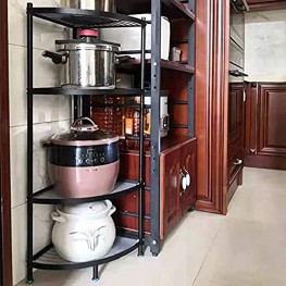 Kitchen Corner Shelf 4-Tier Pot and Pan Rack Cookware Pots and Pans Organizer Kitchen Shelves Black.