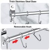 Kitchen Sliding Hooks Stainless Steel Utensil Hanging Rack with 10 Removable S Hooks Wall Mounted Kitchen Rail Organizer for Cooking Utensils BBQ Tools Hanger Bar Silver