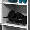 Lunale Expandable Pot Organizer Rack Black Pans and Pots Lid Organizer Rack Holder with 10 Adjustable Compartments Llength Adjustable and Max Extended to 23 Inches 10+ Pans Holder for Kitchen