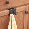 mDesign Over-The-Cabinet Kitchen Storage Double Hook for Dish Towels Pot Holders Use in Kitchen Pantry Bathrooms Bronze