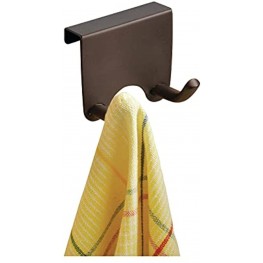 mDesign Over-The-Cabinet Kitchen Storage Double Hook for Dish Towels Pot Holders Use in Kitchen Pantry Bathrooms Bronze