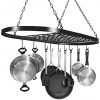 MXCELL Hanging Pot Rack Oval-shaped with Grid and 10 Hooks for Home Kitchen Cookware
