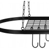 MXCELL Hanging Pot Rack Oval-shaped with Grid and 10 Hooks for Home Kitchen Cookware