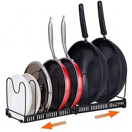Pot Lid Rack Holder Organizer Mlesi Expandable Pot and Pan Organizers Rack with 12 Adjustable Compartments Kitchen Cabinet Pantry Organizer Rack black