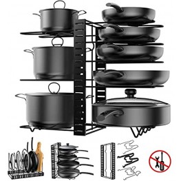 Pot Rack Organizer 3 DIY Methods Height and Position are Adjustable 8 Pots Holder Metal Kitchen Cabinet Pantry Pot Pan Lid Holder BLACK