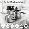 Puricon Pot and Pan Organizer Rack for Cabinet Adjustable 8 Non-Slip Tier Pot Rack with 3 DIY Methods Cookware Rack for Kitchen Cabinet Cupboard Pantry Skillet Frying Pan Pot Lid Storage -Bronze