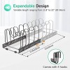 Puricon Pot Lid Organizer Pan Holder Rack with 10 Dividers and 4 Hooks Expandable Cookware Rack for Kitchen Cabinet Cupboard Pantry Skillet Frying Pan Pot Lid Storage -Bronze