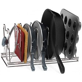 Simple Houseware 7 Adjustable Compartments Pot and Pan Organizer Rack Lid Holder Chrome