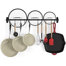 Wallniture Lyon 32" Pot Rack for Kitchen Organization and Storage Black Kitchen Utensil Holder with 8 S hooks for Hanging Pots and Pans