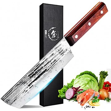 Full Tang Nakiri Knife 7.8 Japanese Chef Vegetable Knife Classic Vegetable Cleaver Knife with Octagon Rosewood Handle High Carbon Steel Usuba for Home Professional Kitchen Gift