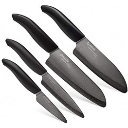 Kyocera Revolution Ceramic Knife Set 4 PIECE knives only Black Handle w Black Blades