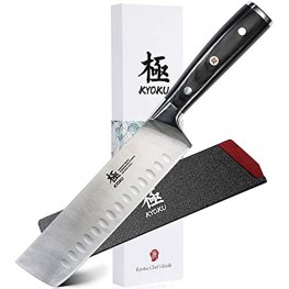 KYOKU Samurai Series Nakiri Japanese Vegetable Knife 7" Full Tang Japanese High Carbon Steel Kitchen Knives Pakkawood Handle with Mosaic Pin with Sheath & Case