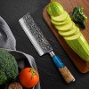 N C Nakiri Knife 6.5 inch Professional Chef Knives Nakiri Vegetable Knife Multipurpose Kitchen Knife with Ergonomic Blue Resin Wood Handle and Gift Box
