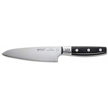 Wolf Gourmet 5.5 Serrated Knife Ergonomic for Comfort and Control Forged High-Carbon Stainless Steel 12.5 Degree Angle Durable WGCU156S