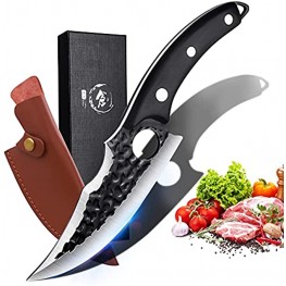 Chef Knives Viking Knife Full Tang Butcher Knives Handmade Fishing Filet & Bait Knife Boning Knife with Leather Sheath Meat Cleaver for Kitchen or Camping