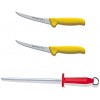 F. Dick Mastergrip 3-Piece Boning Knife Set In Yellow With F. Dick Fine Cut Packinghouse Steel Made In Germany