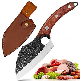 JUGAAD LIFE Boning Knife with Leather Sheath Hand Forged Chef Knives 6 Inch High Carbon Steel Meat Cleaver Multipurpose Butcher Knives for Home Outdoor Camping or BBQ…