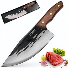KITORY Butcher Boning Knife Meat Cleaver Hand Fogred Chinese Chef Knife Full-tang Kitchen Knife with Copper Rivets for Deboning Slicing Cutting BBQ Good for Kitchen & Restaurant
