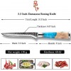 NC Yi Boning Knife 5.5 inch Premium Damascus Steel Boning knife Kitchen Knife Filet Knifes for Meat Fish Poultry Chicken with Blue Resin Wood Handle and Gift Box
