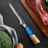 NC Yi Boning Knife 5.5 inch Premium Damascus Steel Boning knife Kitchen Knife Filet Knifes for Meat Fish Poultry Chicken with Blue Resin Wood Handle and Gift Box
