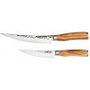 Route83 Classic Prime Rib Brisket Stainless Steel Two Knife Trimming Set Italian Olive Wood Handles