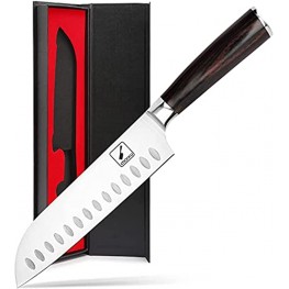 Santoku Knife imarku 7 inch Kitchen Knife Ultra Sharp Asian Knife Japanese Chef Knife German HC Stainless Steel 7Cr17Mov Ergonomic Pakkawood Handle Best Choice for Home Kitchen Brown