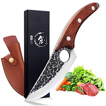 Viking Chef Knife Hand Forged Full Tang Boning Knives with Sheath Japanese Butcher Meat Cleaver Kitchen Japaknives Caveman knives for Home or Camping