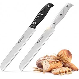 2PCS 8-Inch Bread Knife Serrated Bread Knife For Homemade Bread Ultra-Sharp German Stainless Steel-ABS Handle Black&White