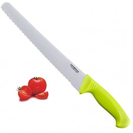 Cook N Home 10-Inch Wavy Serrated Stainless Steel Bread Slicer Knife Green