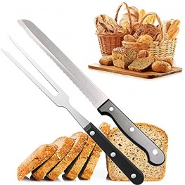 Dailyacc Bread Knife Ultra Sharp Serrated 13in Carving Knife and Fork Set Mercer Bread Knife…