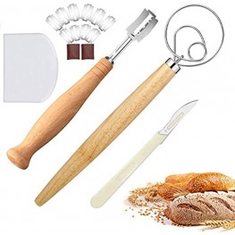 Danish Dough Whisk Large Bread Lame Set 10 Replacement Blades Sourdough Bread Cutter Bread Scoring Knife 2 Leather Protective Cover for Sourdough Bread Cake Pizza Pancakes Biscuits