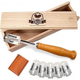 EROIR Bread Lame Tool in Wooden Storage Box Dough Scorer with 5 Bread Razor Blades and Leather Cover Bakers Edge Scoring Knife for Beautiful Artisan Sourdough Breads