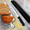HISSF Serrated-Bread Knife with Sheath 10 Inch Black Upgraded Stainless Steel Razor Sharp Wavy Edge Wide Bread Cutter for Slicing Homemade Bread Bagels Cake,Dishwasher Safe