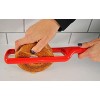 HOME-X Closed Bread Roll Slicer with Durable Red Plastic Frame Serrated Metal Blade-11” L