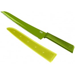 KUHN RIKON Colori+ Non-Stick Bread Knife with Safety Sheath 32.5 cm Green